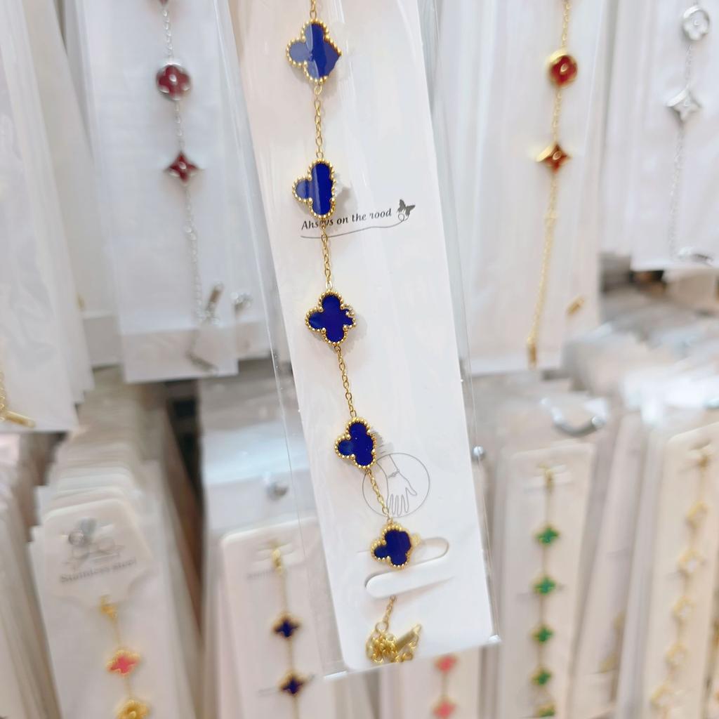 Double-sided Five-flower Four-leaf Clover Bracelet Titanium Steel Does Not Fade Light Luxury High-end Jewelry