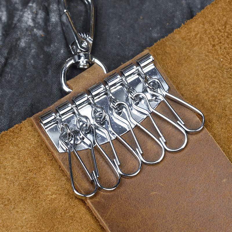 Leder Schlüsseltasche, Crazy Horse Leder Schlüsselanhänger, Erste Schicht Rindsleder, Mehrfarbige Auswahl, Stabil 1001