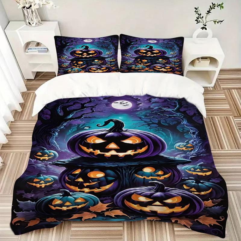 3pcs Spooky Night Scene Duvet Cover Set - Includes 1 Duvet Cover and 2 Pillowcases, No Quilt Core, All-Season Home Decor yy251111087