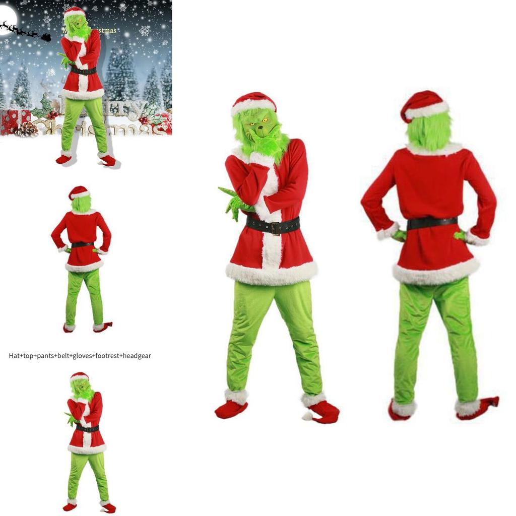 Halloween And Christmas Grinch Stole Christ Cosplay Costume Accessory Set For Party Wear