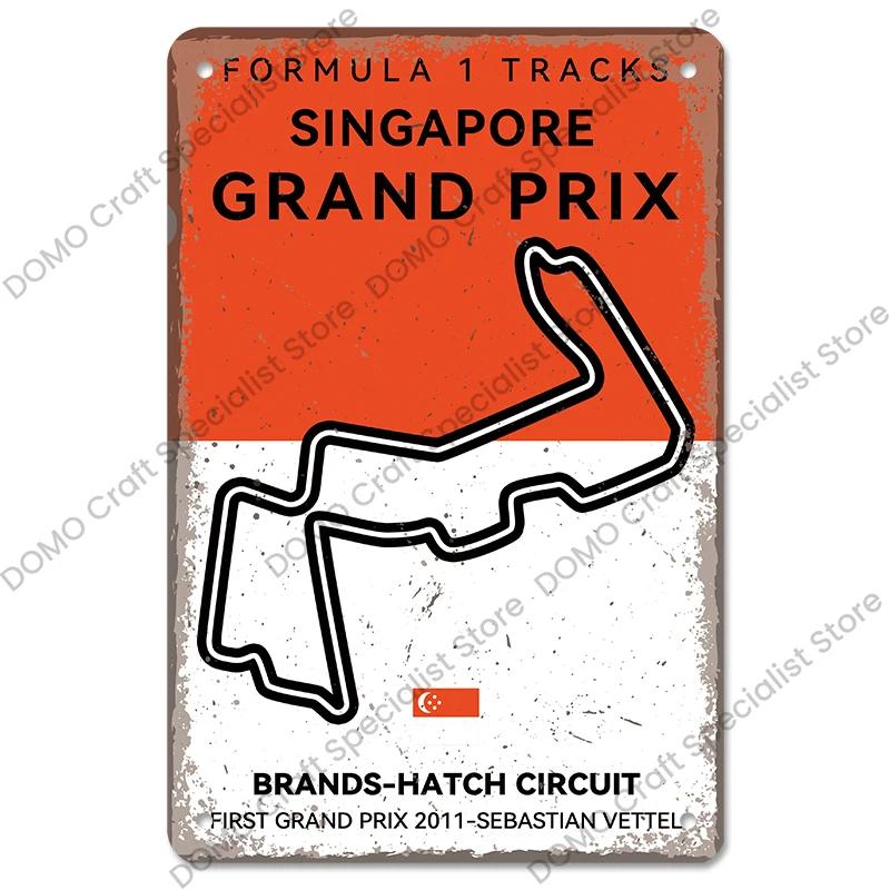 Afiș pentru circuitul de curse F1 Semne de tablă vintage din metal Monaco Spania SUA Garaj Placă metalică retro Garage Bar Pub Club Decor de perete de acasă