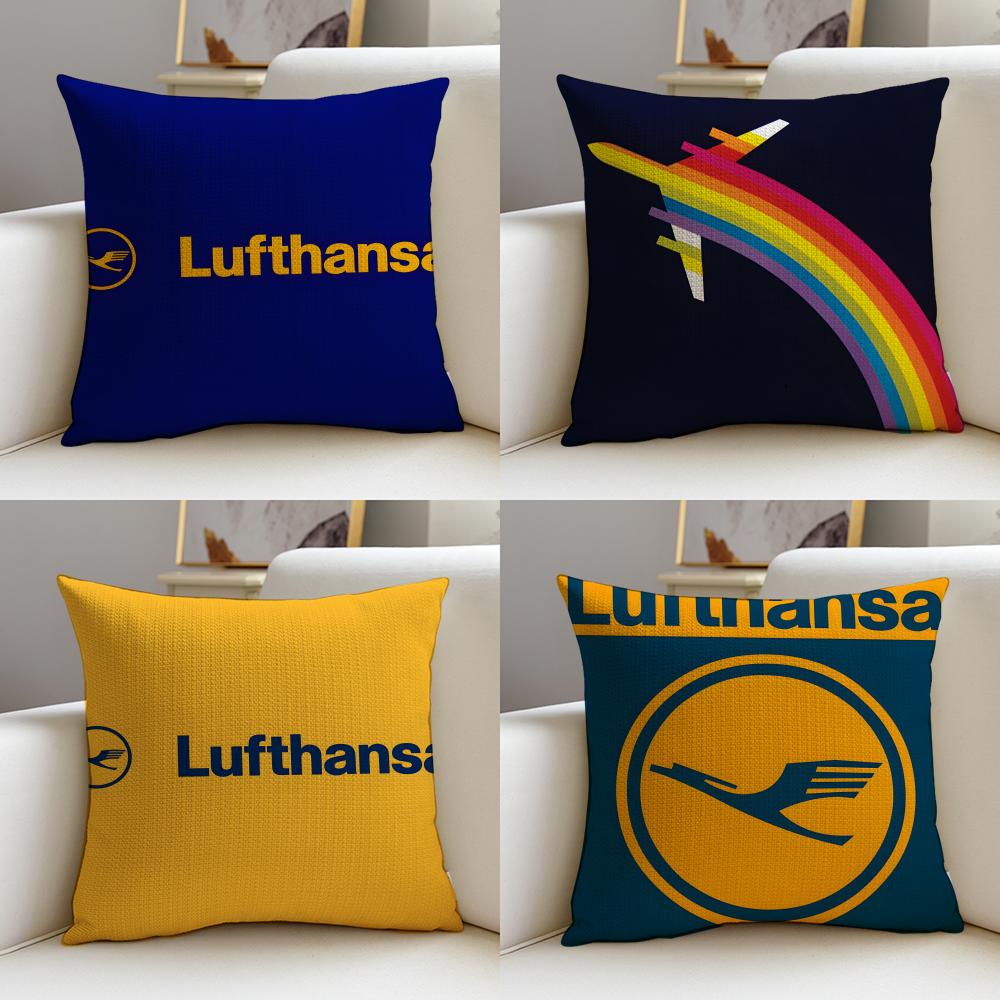 Premium LLufthansaS Cushion Cover Breathable and Skinfriendly Linen Pillowcase Square Removable and Washable Cushion