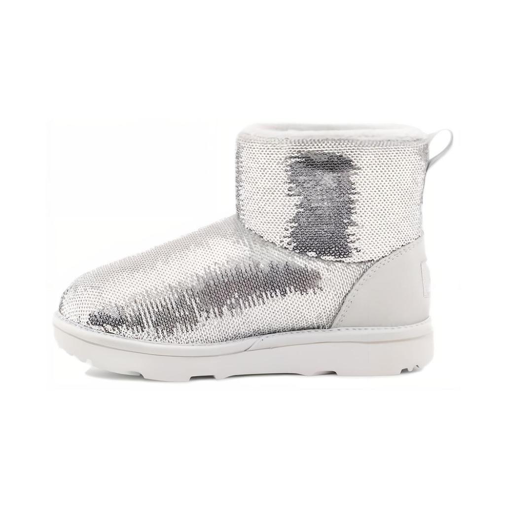 UGG Classic Mini Sequin Round Toe Slip-On Boots Kids boots Silver 1143708K-SLVR