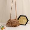 Fashion Solid Color Woven Crossbody Bag, Chic Knitted Shoulder Purse, Versatile Hollow Handbag for Women CLE