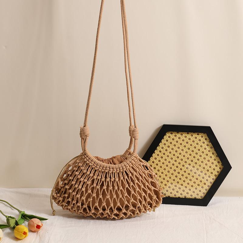 

Fashion Solid Color Woven Crossbody Bag, Chic Knitted Shoulder Purse, Versatile Hollow Handbag for Women