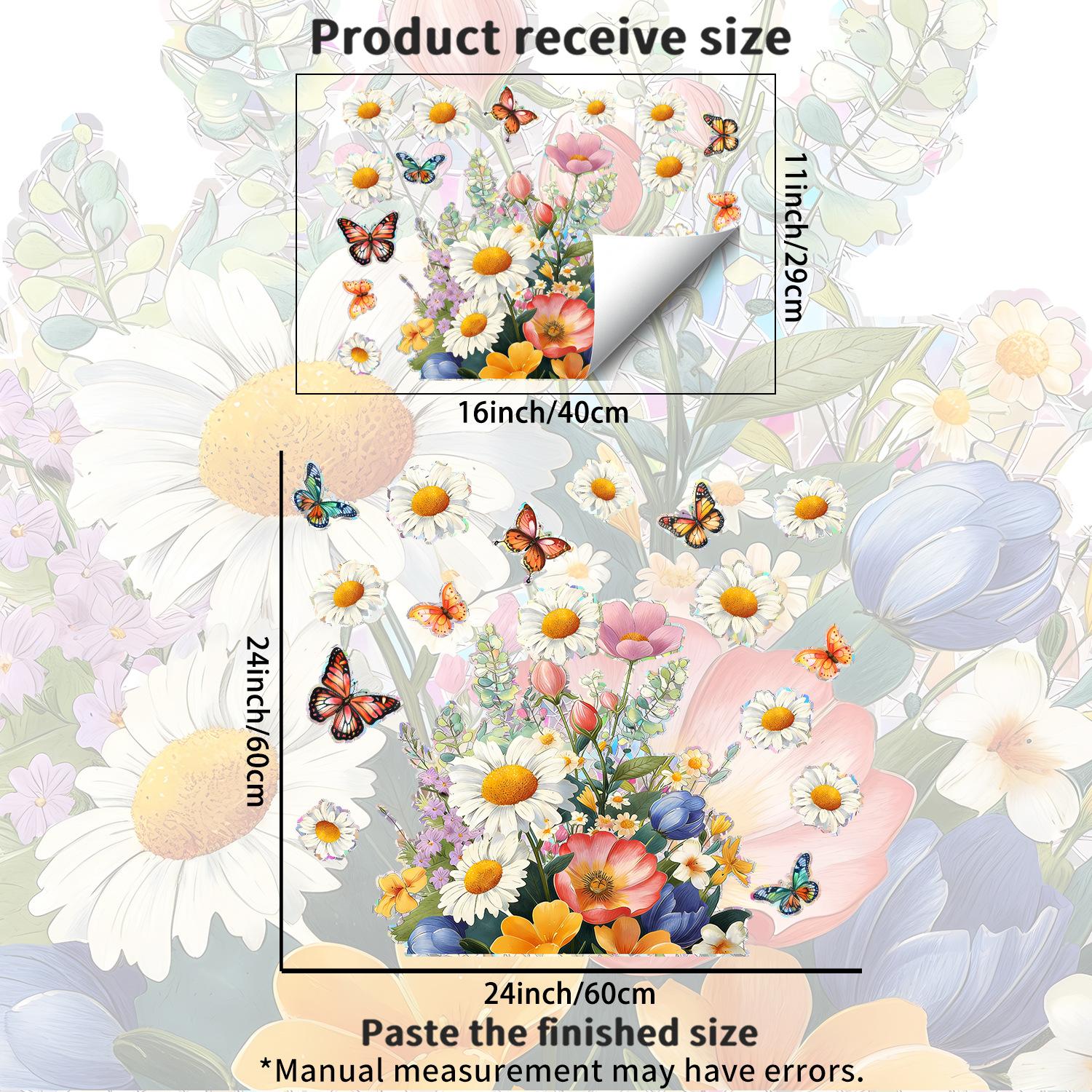 Creative Spring Watercolor Daisy Butterfly Bedroom Living Room Balcony Beautification Stickers