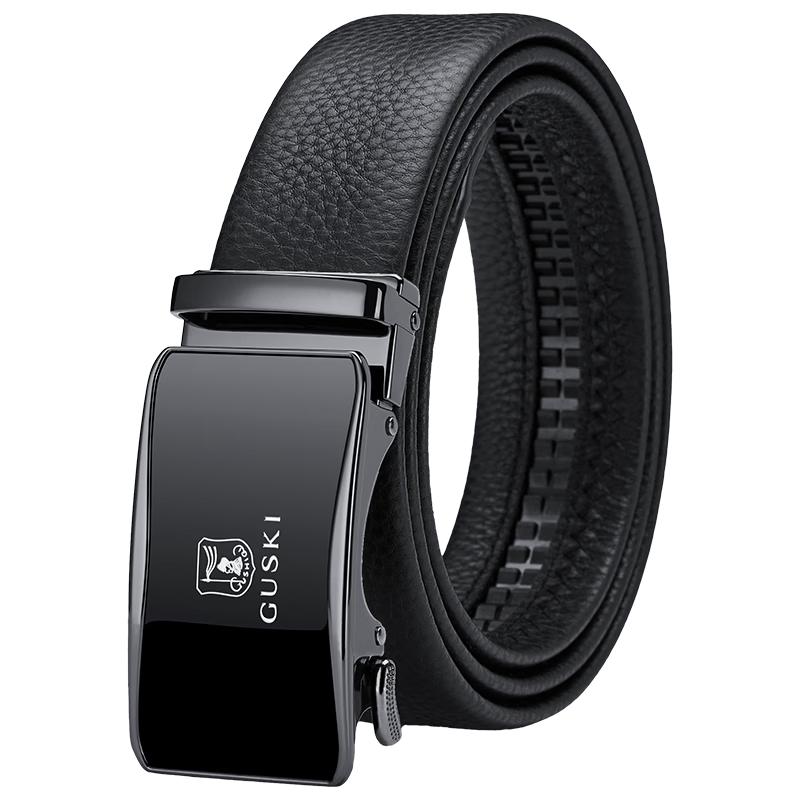 GUSKI Men s Genuine Leather Automatic Buckle Belt Adjustable 115-130cm