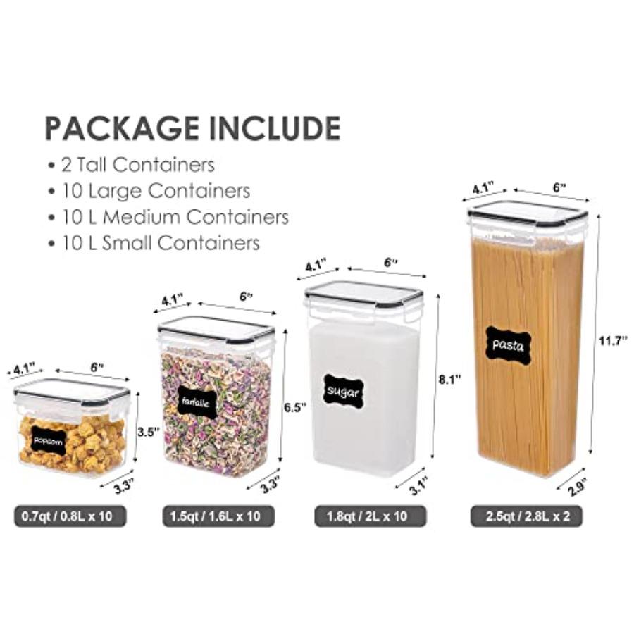 Vtopmart 32pcs Airtight Food Storage Containers Set BPA Free Plastic Kitchen and Pantry Organization Canisters with Lids for Ce