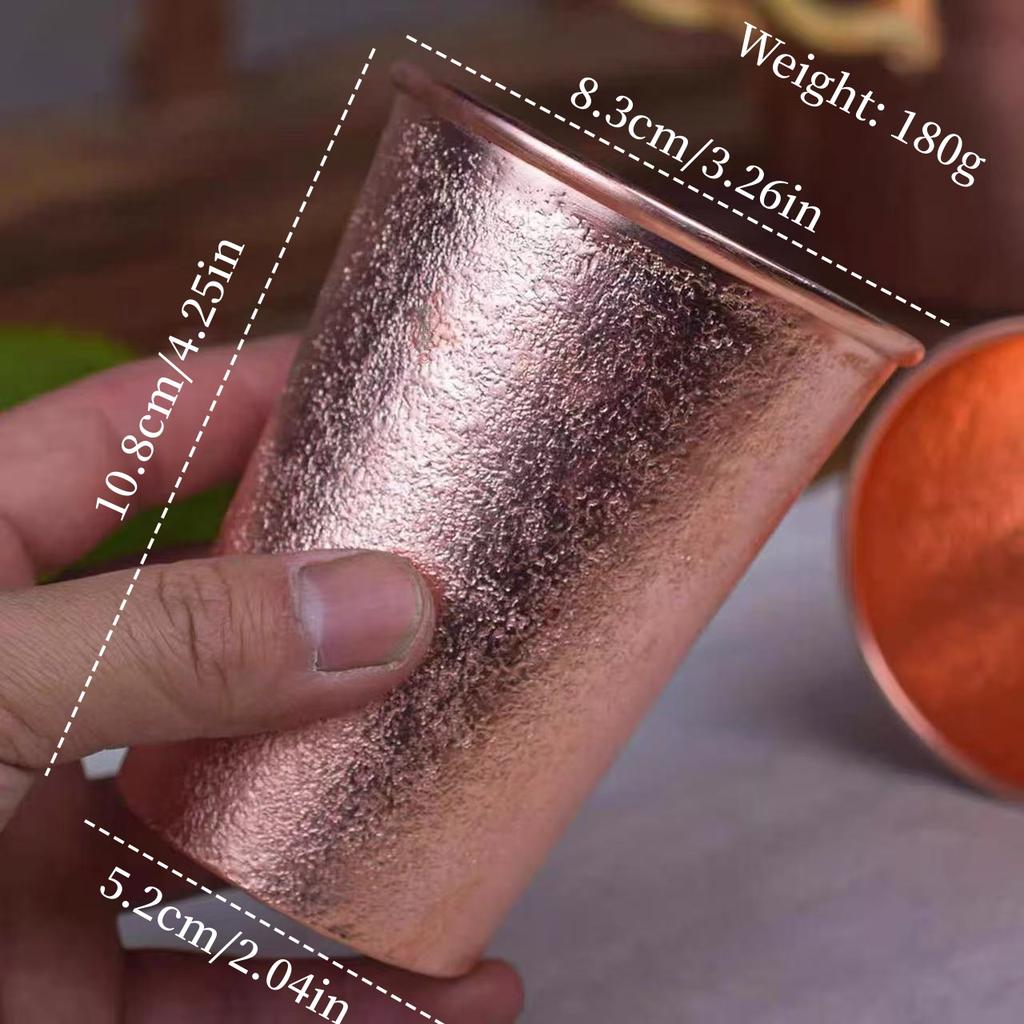 Vintage Red Copper Coffee Cup,Engraving Hammer Texture Drinking Milk Tea Beer Beverage Mug,Straight-Sided Tea Cup Tableware