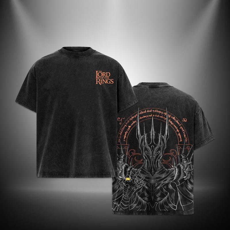 Lord Of The Rings Shirt Sauron Vintage Graphic Tee Dark Fantasy Streetwear Gift For Tolkien Fans Men Women Cotton Tshirt Y2k