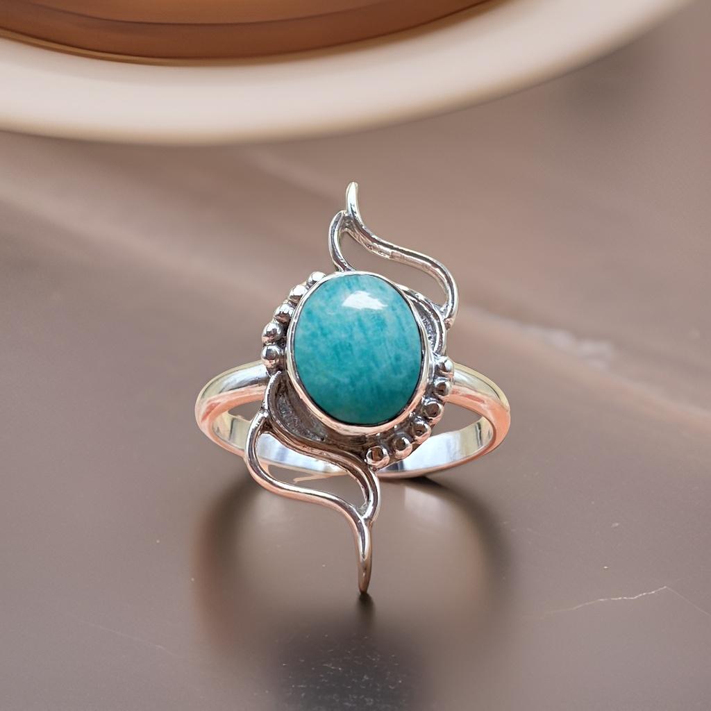 

Кольцо с амазонитом, эффектное кольцо в подарок для нее, кольцо овальной формы ручной работы, подарки ко Дню матери, кольца с уникальным дизайном, массивные кольца-обещания.
