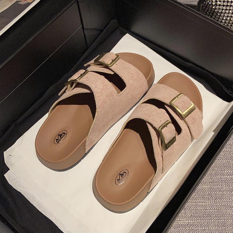 Slippers women's summer outer wear 2025 new thick-soled casual non-slip soft-soled beach one-word sandals retro vacation shoes