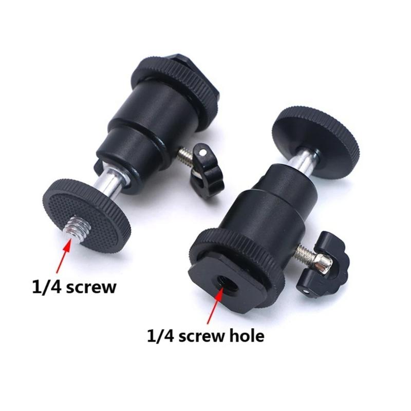 Metal Ball Head Hot Shoe Mount Adapter with 360 Degree Rotation for Standard 1/4 Inch DSLR Cameras LED Photography Lights