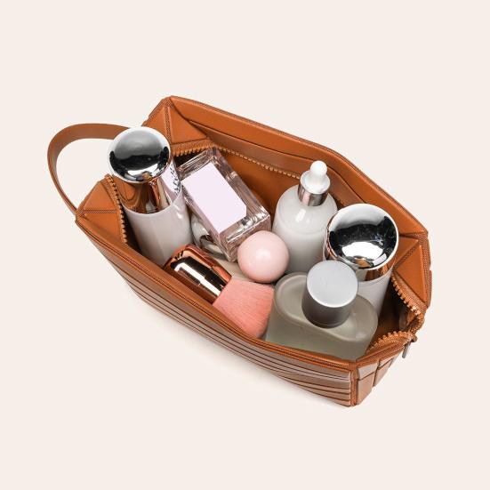 Fold Down Cosmetic Bag Portable Travel Makeup Bag Large Capacity Foldable Makeup Pouch for Easy Access Dresser Daily Use