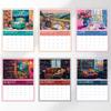 1pc Oil Painting Calendar - Landscape Theme, 12 Different Designs, Wall Calendar, Suitable As a Gift for Birthdays & Christmas