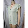 Womens V Neck Eyelet Embroidered Blouse With Short Flutter Sleeves Casual Button Down Top