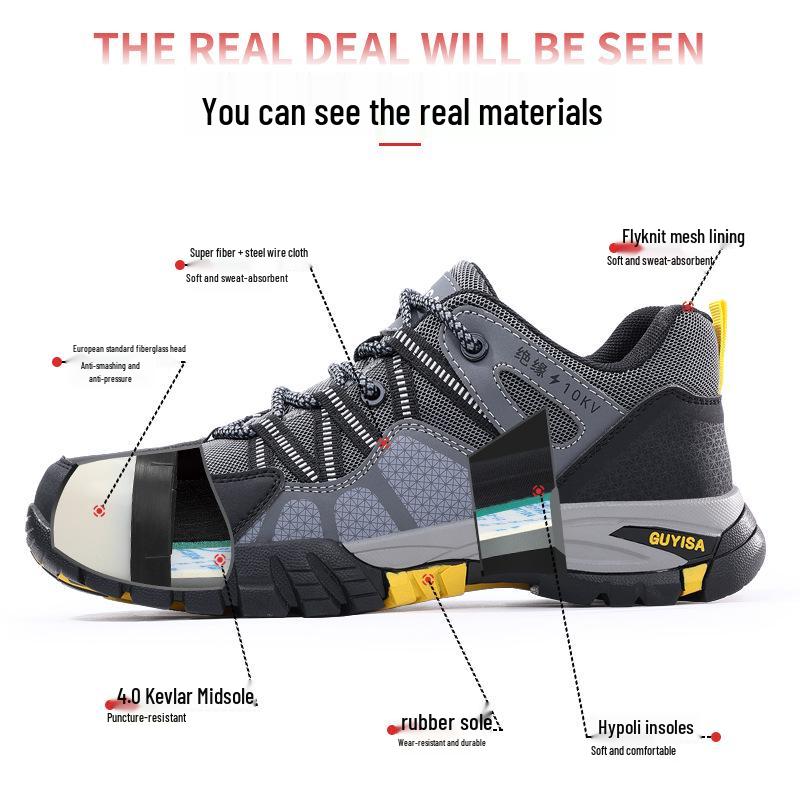 Insulated 10KV Electrician Shoes, Anti-Smash & Anti-Puncture, Fiberglass Toe, Wear-Resistant, Comfortable Protective Safety Shoes for Men.