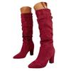 Women'S Over The Knee Thick Heeled Boots Simple Long Boots High Heeled High Top Stacked Womens Leather Boots Wide Calf Knee High
