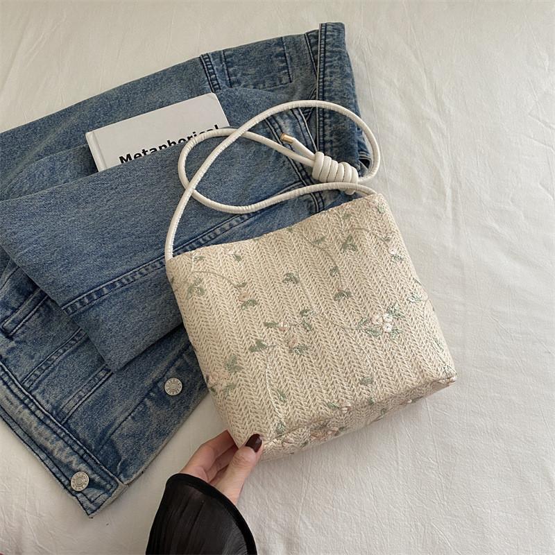 Trendy Woven Commuter Handbag For Women With Elegant Design Ideal For Daily Use OffWhite