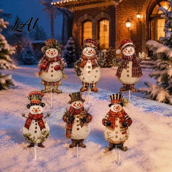 Cute Cartoon Holiday Picks 6 Pcs Large Christmas Tree Picks Wooden Santa Snowman Gingerbread Ornaments Xmas Man Party Supplies Topper Decoration for