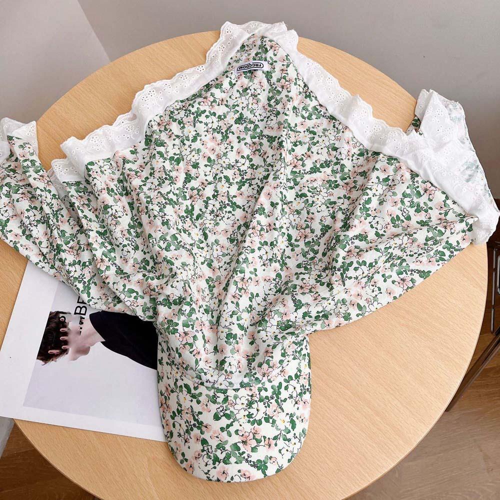 Rural Style Headscarf Baseball Hat Floral Triangle Headscarf Hat Strappy Bandana Cap  Summer Outing