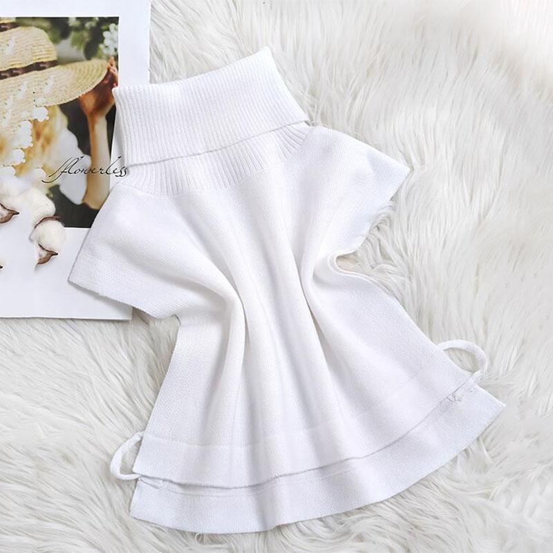 White Knitted Turtleneck Fake Collar Women Detachable Collars Winter False Collars Woman Black Removable Faux Col Half Shirt