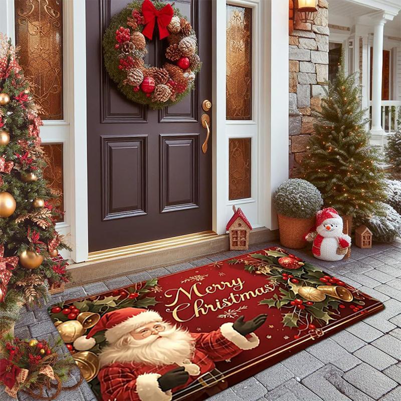 Door Carpet Christmas Festival Santa Claus Merry Christmas Outdoor Mat Decorations Home 2026 Navidad Xmas Ornament New Year 2025