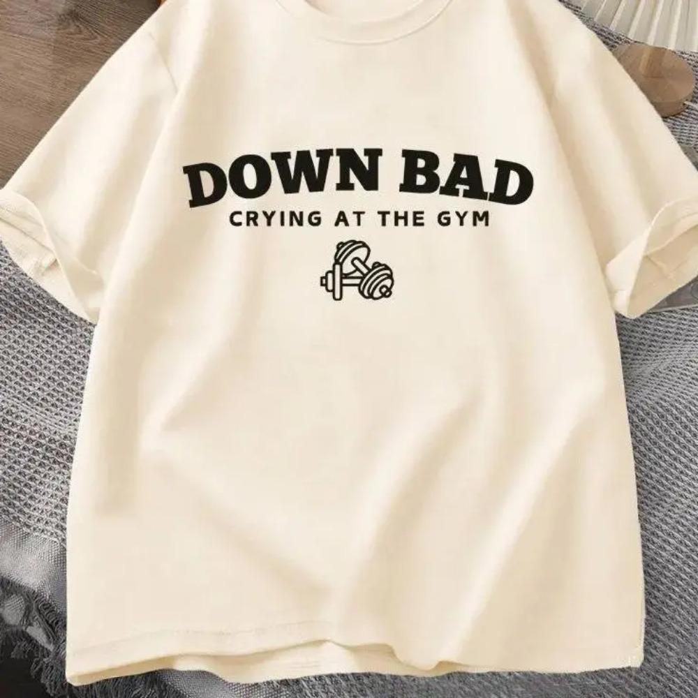 Tortured Poets Tshirt Down Bad Crying At The Gym Graphic T Shirts Women Summer Workout T Shirt