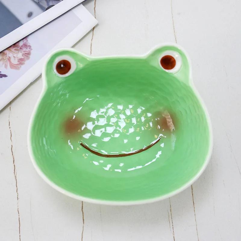 

Японський дитячий мультяшний керамічний набір мисок і тарілок Салатниця з ручкою Миска для локшини з жабою Супова тарілка з кришкою Дитяча миска для рису