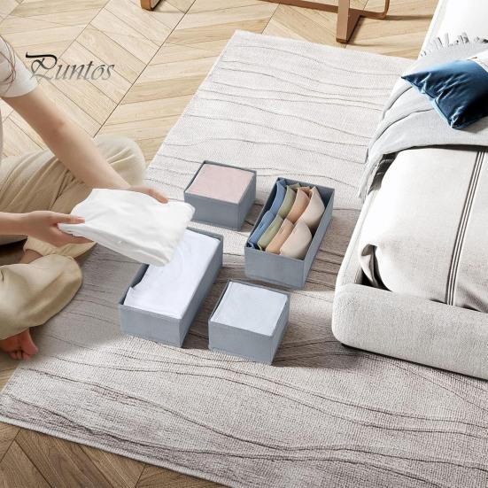 Drawer Organizer Underwear Wardrobe Dividers Storage Boxes Large Capacity Collapsible Clothing Organizers Multiple Compartments Bra Socks Bins Set