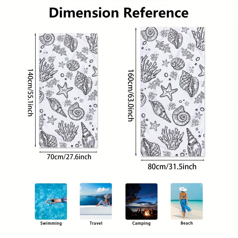 Starfish Seashell Coral Pattern Microfiber Beach Towel, Quick Dry Absorbent Lightweight for Beach Camping Travel Holiday Gift