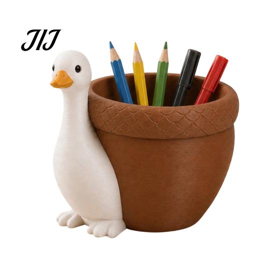 Schreibtisch-Organizer für Schüler, Niedlicher Gänse-Stifthalter, Behälter mit großem Fassungsvermögen und kompakter Größe, 3D-Schreibtisch-Aufbewahrungsbehälter Druck PLA Schreibwaren für Stifte Papier