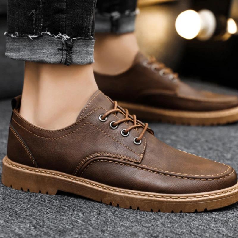 Fashion British Style Men Casual Shoes Quality Comfort Men Leather Shoes Soft Wear-resistant Male Social Dress Shoe Chaussure Hommes 44