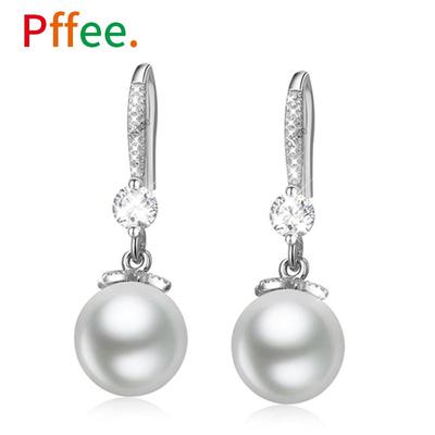 Oryginalna 925 Sterling Silver Pearl Drop Kolczyki dla kobiet Wiszące kolczyki z perłą