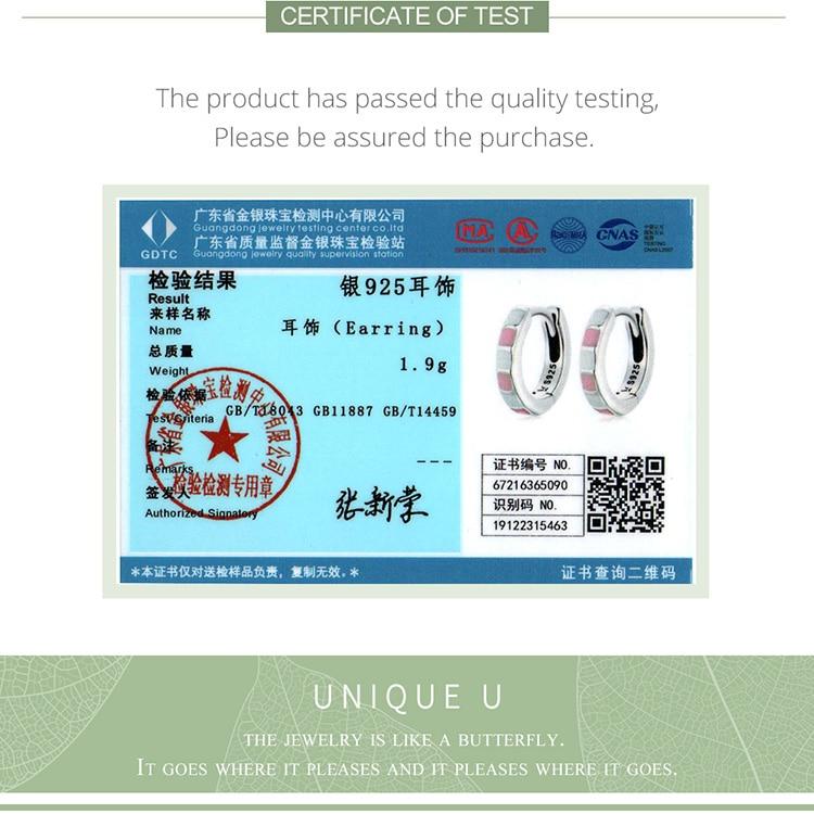 BAMOER 925 Sterling Silver Catarame pentru urechi la modă pentru femei, de culoare roz deschis și alb, cercei cu cerc, cadou de bijuterii fine