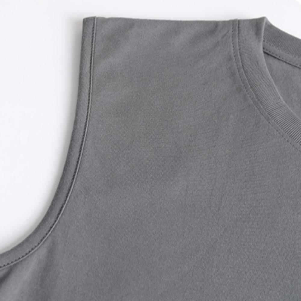 Pánské tričko bez rukávů, letní módní pevné O-krk bez rukávů, bavlněné ležérní volné street topy