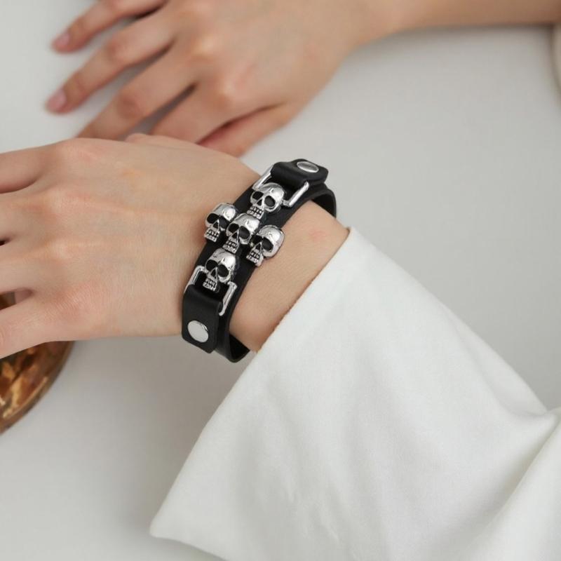 Stapelbarer Gothic-Armreif PU-Leder-Armband Unisex-Accessoire Einzigartiges Geschenk für Liebhaber alternativer Mode