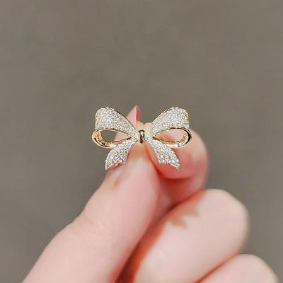 Versatile Simple Bow Brooch Temperament Anti-Light High-End Corsage Pin Fixed Sweater Suit Buckle Pin Jewelry