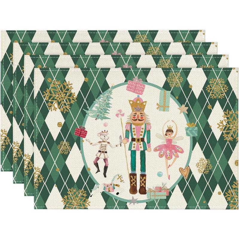 Cross-Border Bestseller Christmas Linen Placemat - Festive Letters & Colors for Restaurant Decoration