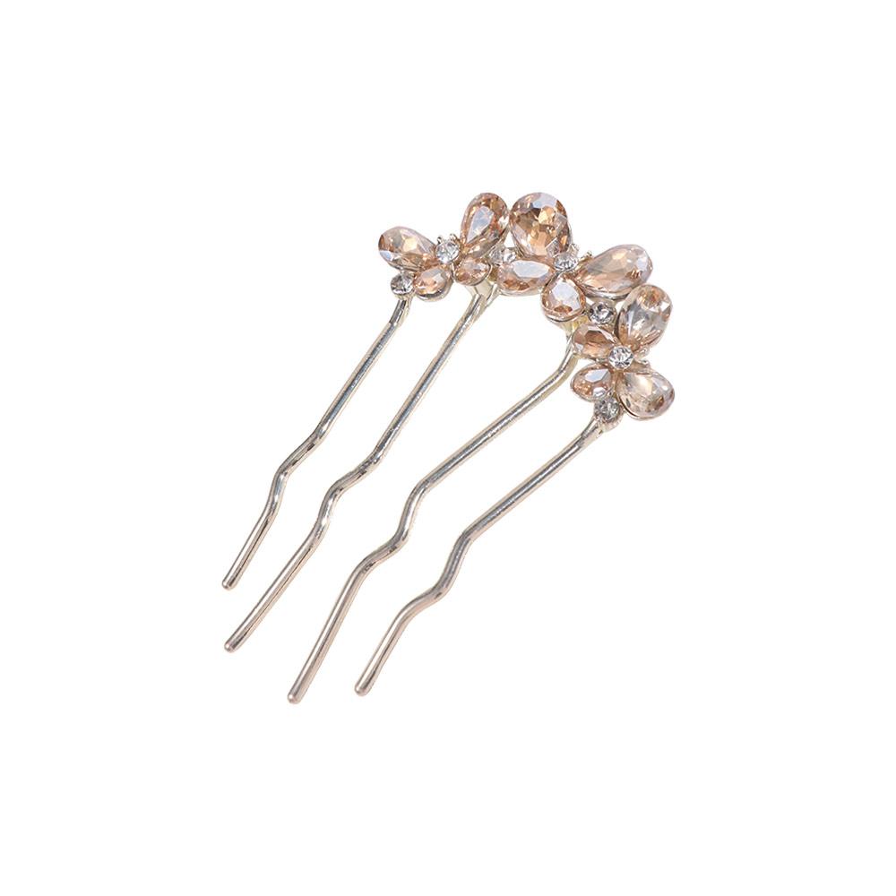 Rhinestone Toothed Insert Comb Hairstyle Tools Chinese Style Butterfly Hairpin Geometric Headdress U-shaped Hair Clip Girls золотой