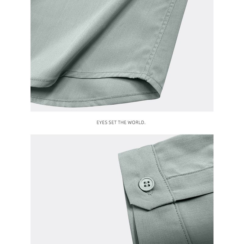 Menseye Men's Quarter-Sleeve Shirt, New Summer Business Wrinkle-Resistant Versatile Five-Quarter Sleeve Shirt