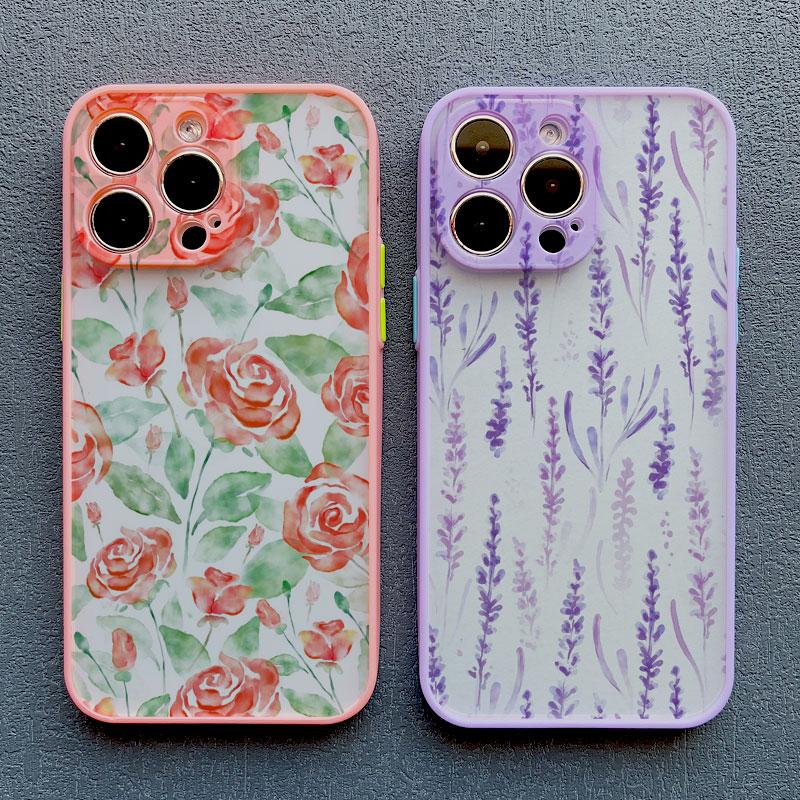 Akvarell Blomst Plante Telefondeksel For iPhone 12 13 Pro Max Mini 16 15 11 Pro Max XR XS X 14 7 8 Plus SE2 Støtsikkert Bakdeksel
