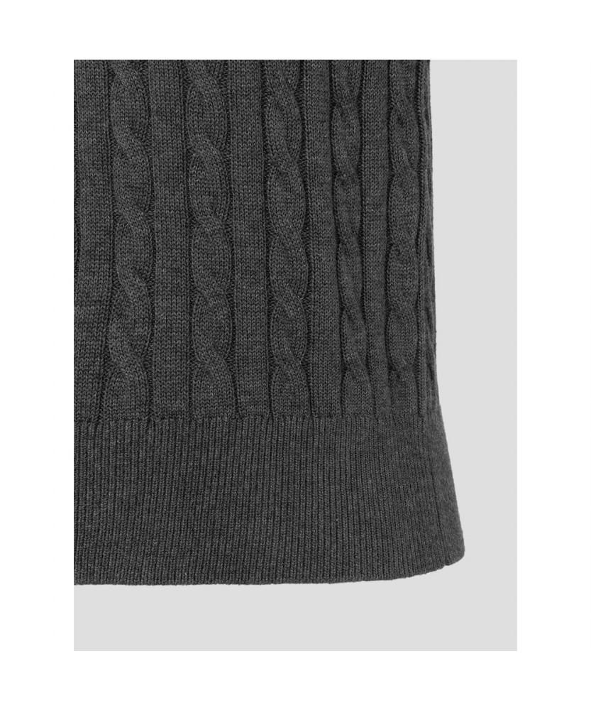 Binpolleidiseu [Essential] Cotton Cable Round Neck Short Sleeve Pullover Ash (Bf6751E024)