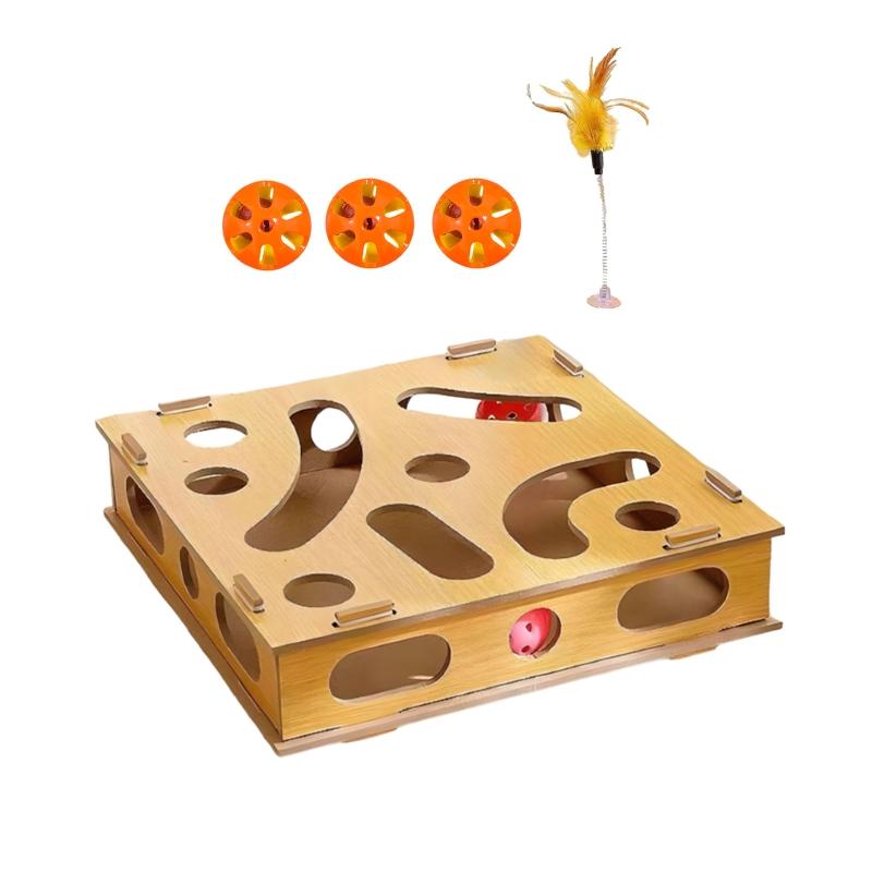 

Funny Composite Board Cats Play Set with Track System 3 Balls Teaser Wand for Safe and Healths Pet Fun 1