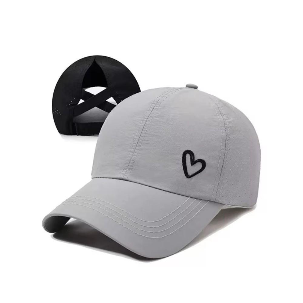 Love Heart Sunshade Sun Hat Adjustable Snapback Hat Fashion Ponytail Baseball Cap Camping
