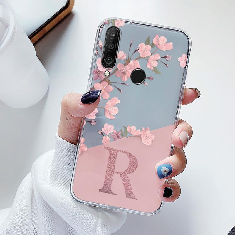 For Huawei P30 P30 Lite P30 Pro Case Soft Slim Luxury A-Z Letter Back Cover Funda Clear Bumper For Huawei P30 Transparent Shell