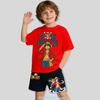 One Piece Children's Polyester Short-Sleeved Shorts Set with Cartoon Print - Boys' Sports Shirt for Summer T-Shirt Set of 2 Pieces
