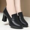 High heels for women, new spring and autumn women's shoes, deep mouth single shoes, mother leather shoes,  black work shoes