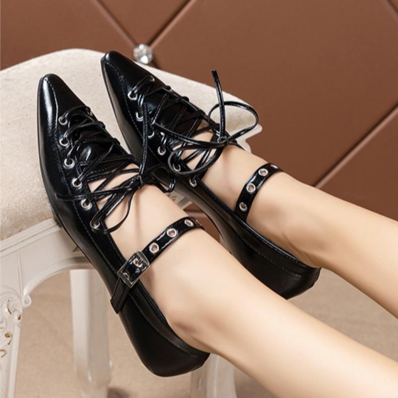 Fashion Autumn Women Flats Shoes Lace Up Fashion Pointed Toe Designer Loafers Dress 2025 New Trend Sneakers Women Zapatillas De Mujer