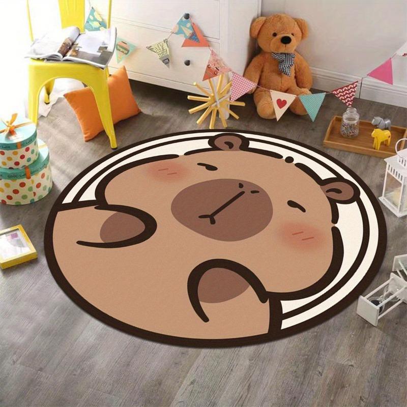 Runder Teppich Geeignet für Wohnzimmer Schlafzimmer und Bettbereiche Niedliches braunes Wasserschwein Wohnzimmer Schlafzimmer Lounges und Eingangsbereiche